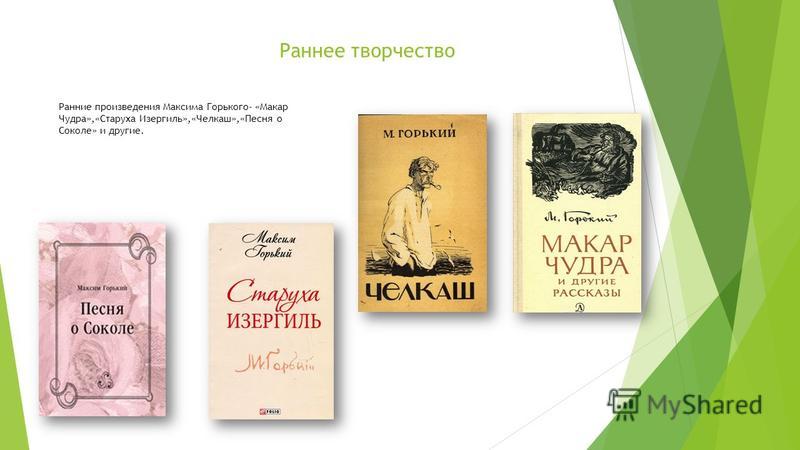 Читать книги м горького. Творчество Максима Горького произведение. Ранне творчествогорького. Произведения раненого творчества Горького.