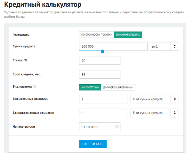 Кредитный калькулятор беларусь банка