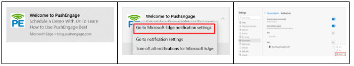 how to unsubscribe from web push notification edge-windows10