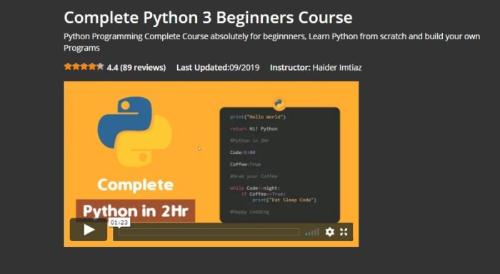 Complete Python 3 Beginners Course