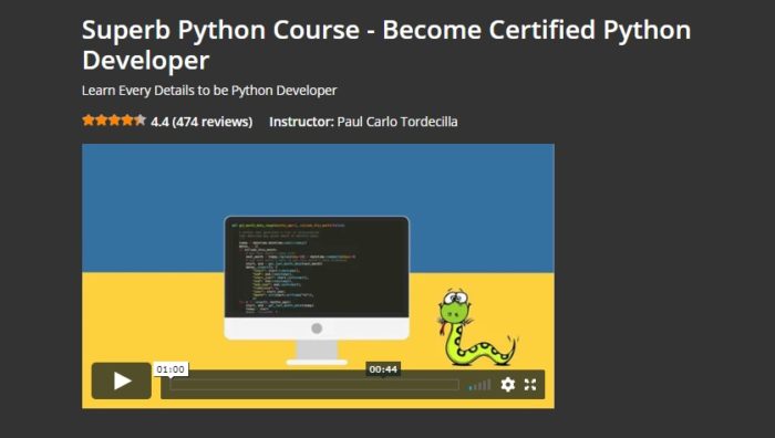 Superb Python Course- become Certified Python developer by Eduonix