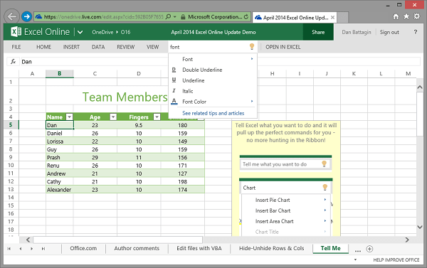 Создаём таблицу в Excel Online