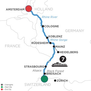 Map for 2020 Rhine River Cruise with Diana Gabaldon